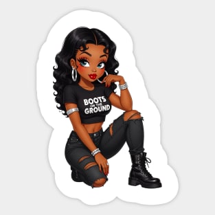 Boots On The Ground - Stylish Black Girl Sticker